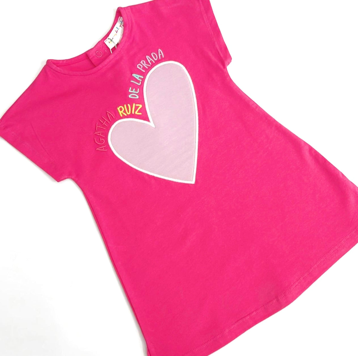SS26 Agatha Ruiz De La Prada Baby Pink Heart Logo Dress