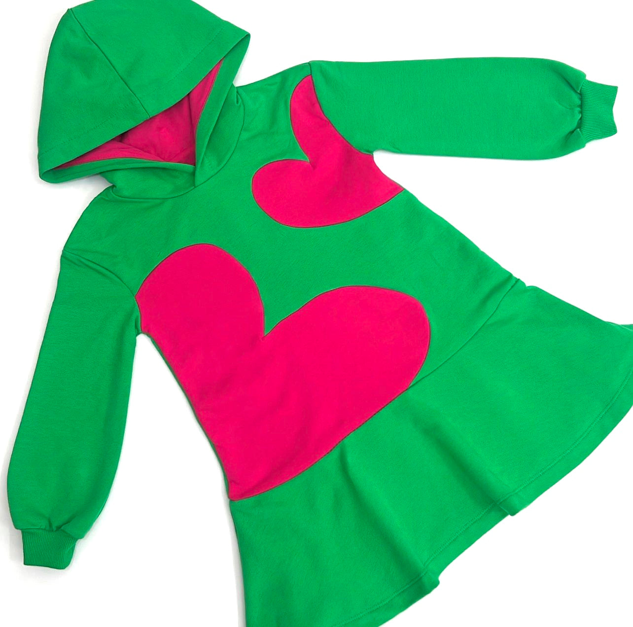 Agatha Ruiz De La Prada Junior Green & Pink Hearts Hoody Dress