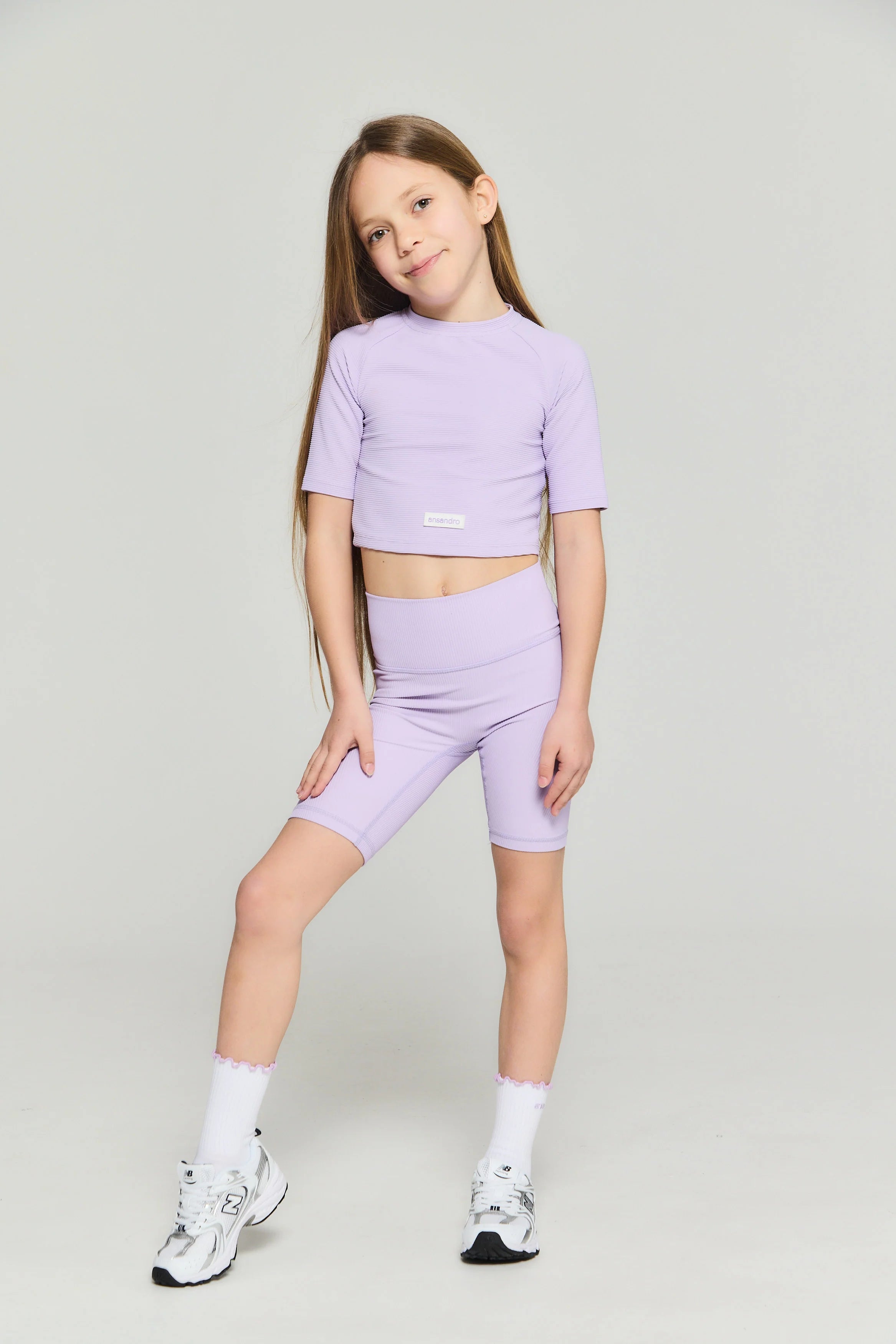 SS25 Ansandro Lilac Ribbed Cycling Shorts Set