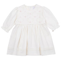 Emile Et Rose HARPER Ivory & Pink Floral Embroidered Dress