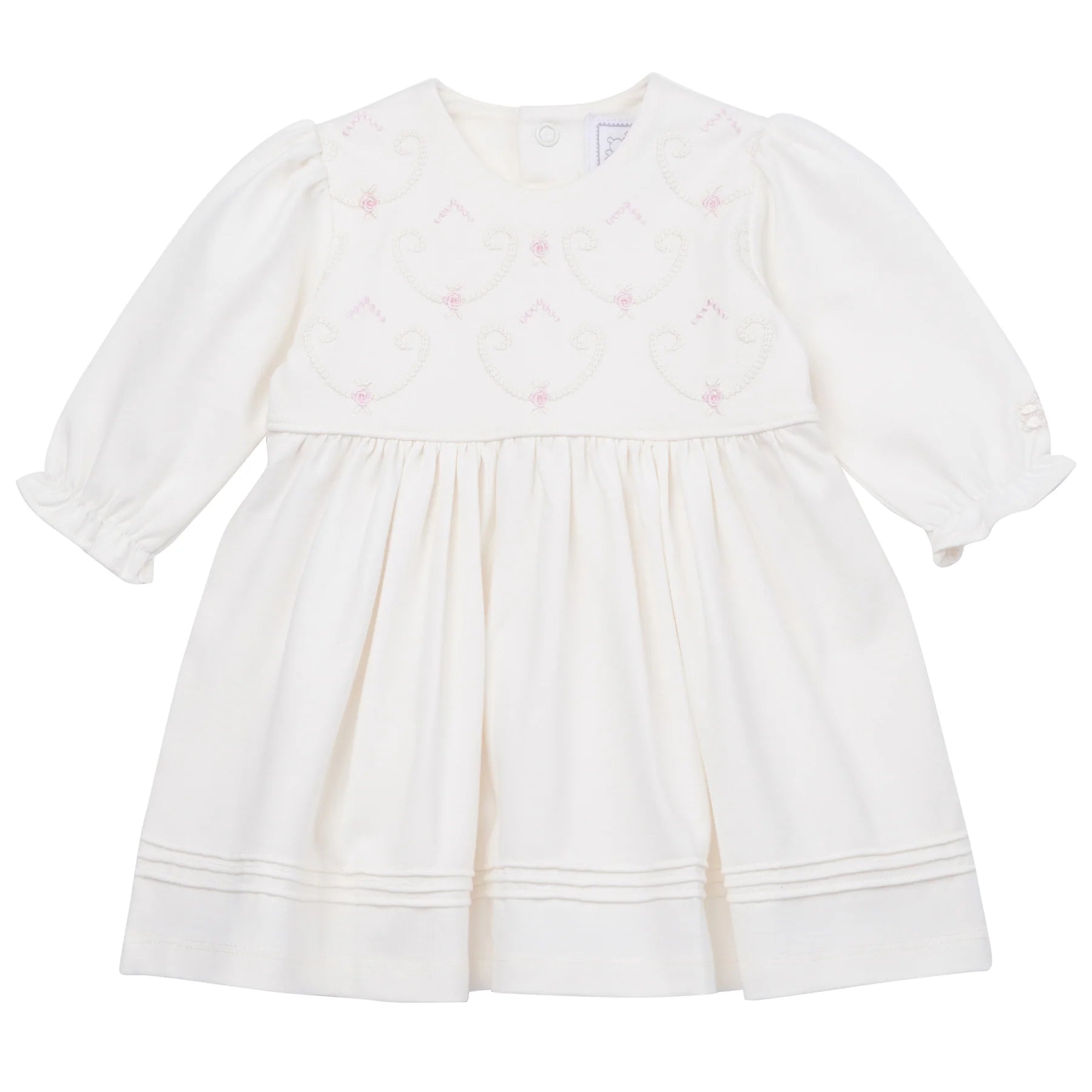 Emile Et Rose HARPER Ivory & Pink Floral Embroidered Dress