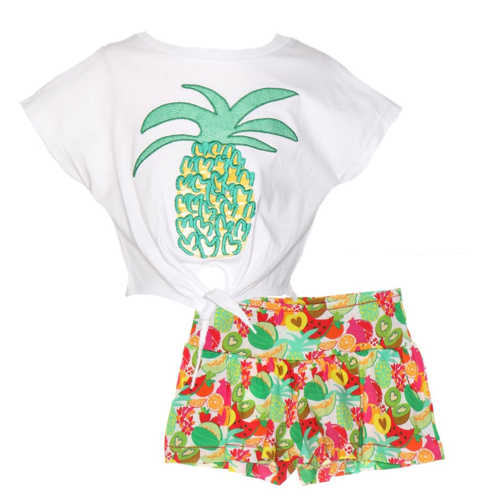 SS24 Agatha Ruiz De La Prada Junior Multicoloured Pineapple Fruit Crop Short Set