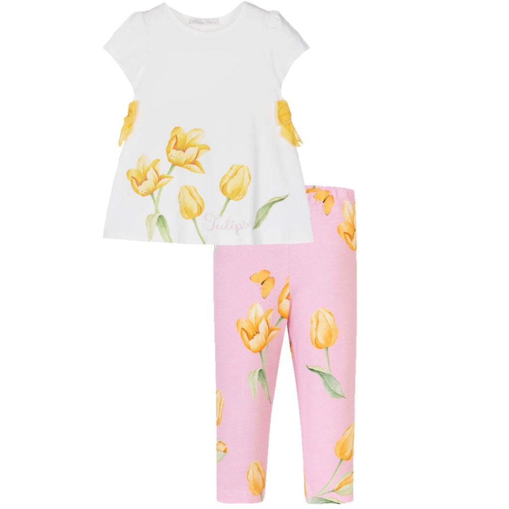 SS24 Balloon Chic Pink White & Yellow 'Tulips' Legging Set
