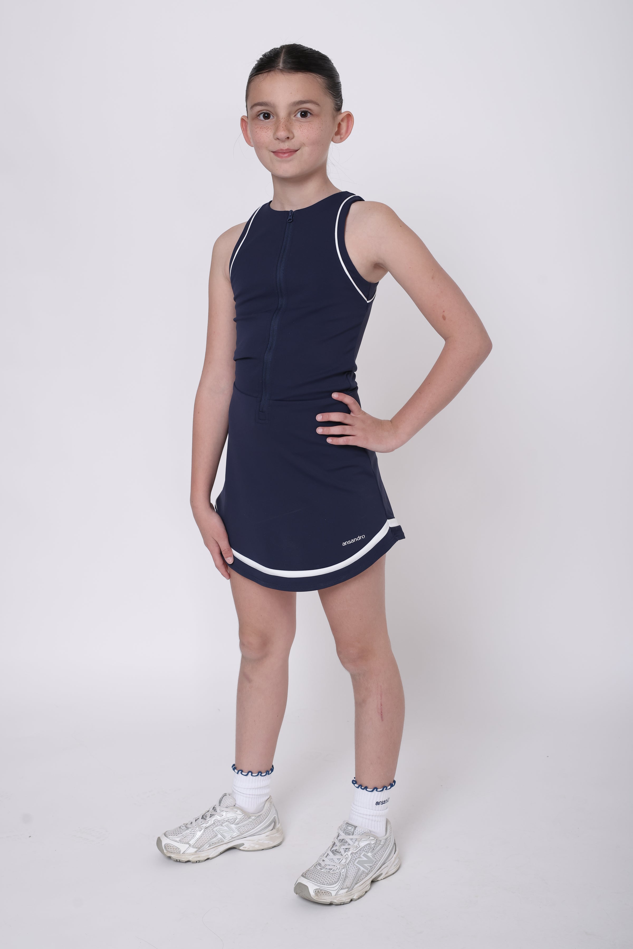 SS26 Ansandro Navy & White Piping Tennis Skort Dress