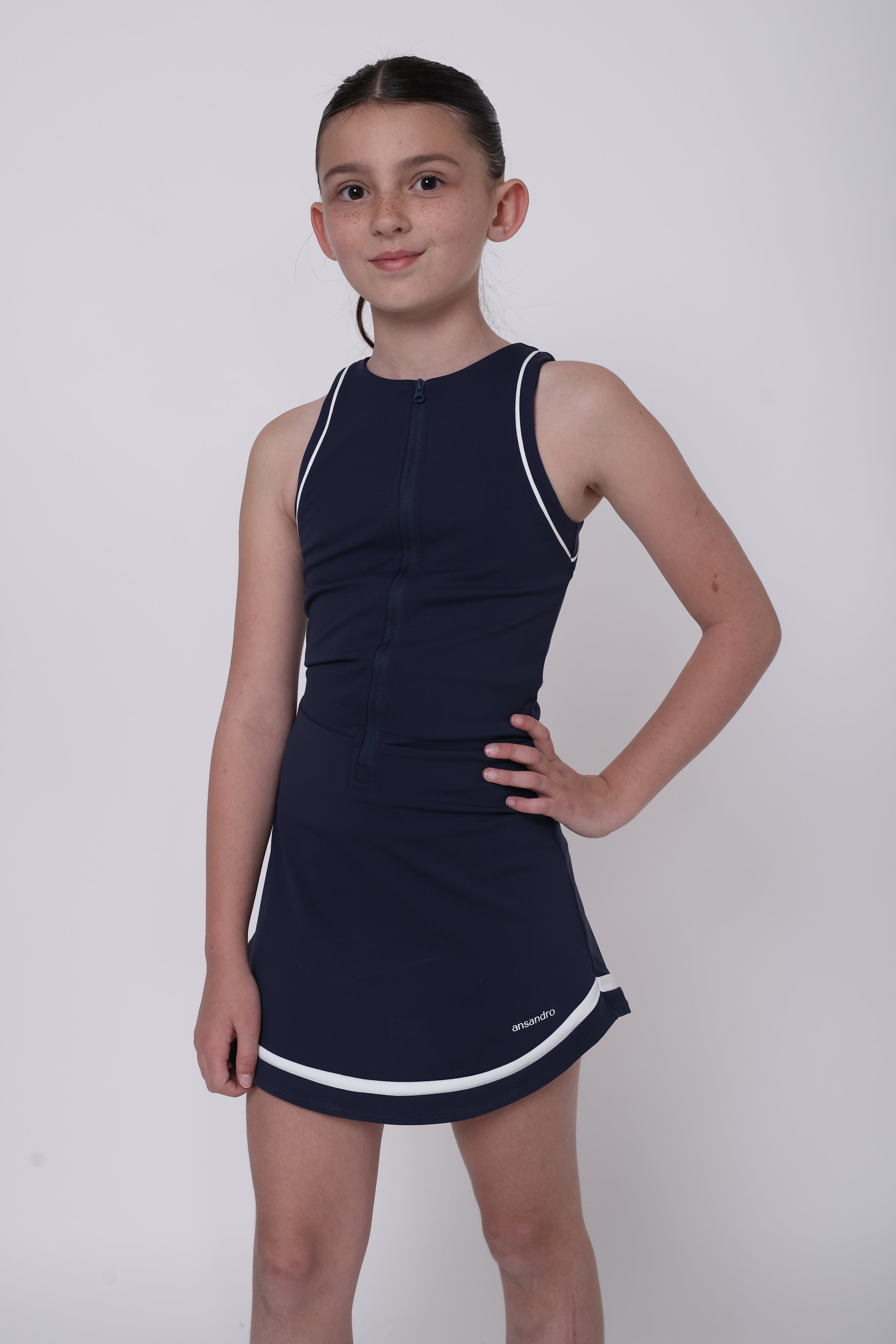 SS26 Ansandro Navy & White Piping Tennis Skort Dress