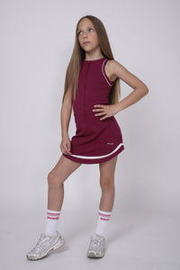 SS26 Ansandro Raspberry & White Piping Tennis Skort Dress