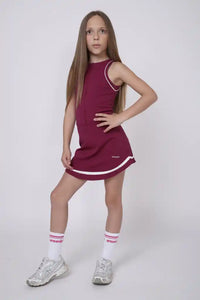 SS26 Ansandro Raspberry & White Piping Tennis Skort Dress