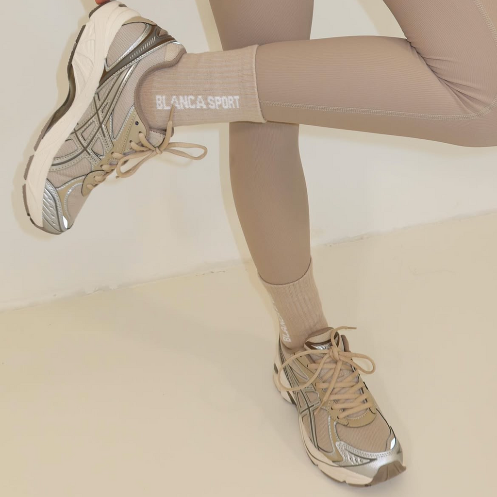 SS25 Blanca Sport Taupe Logo Socks
