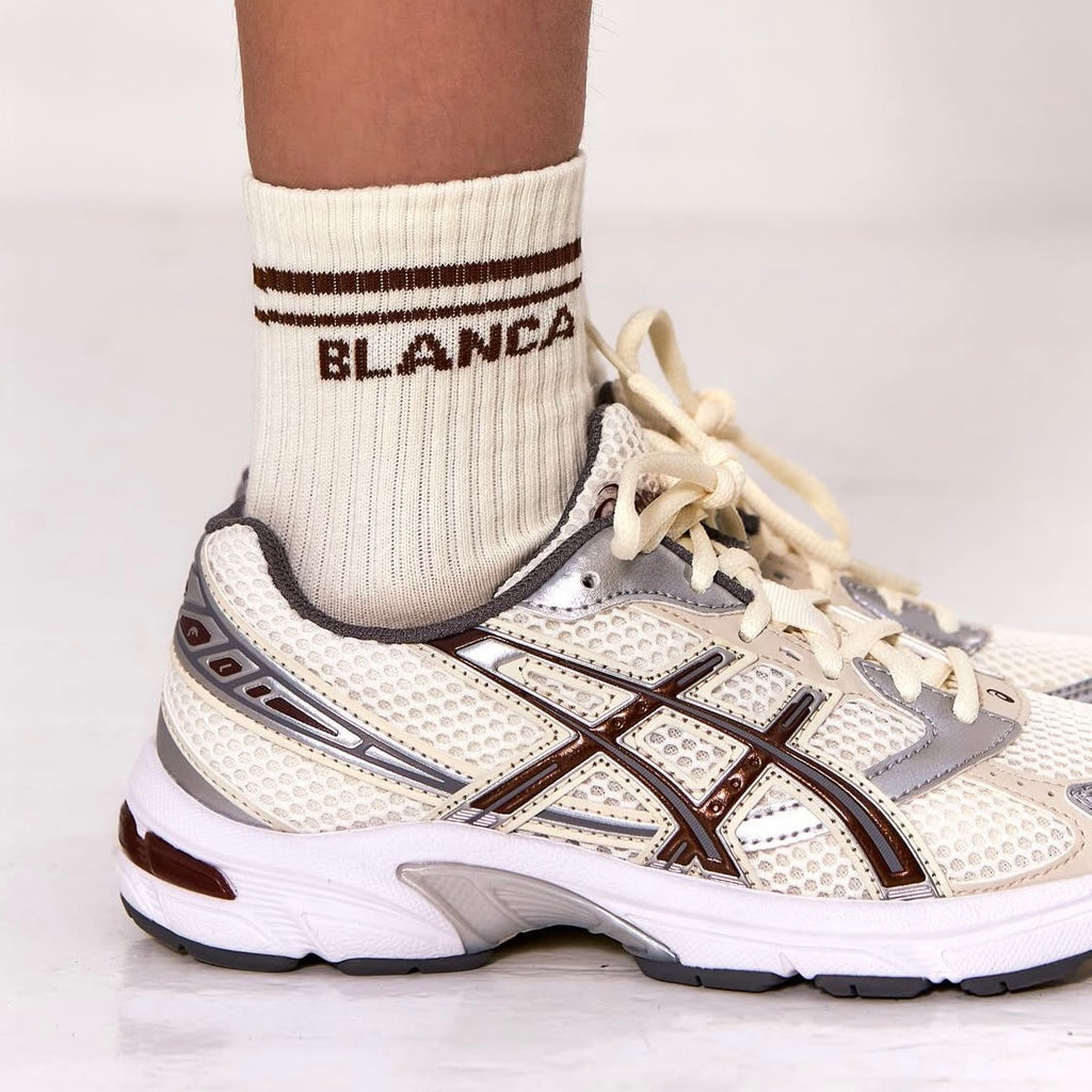 SS25 Blanca Sport Brown & Cream Logo Socks