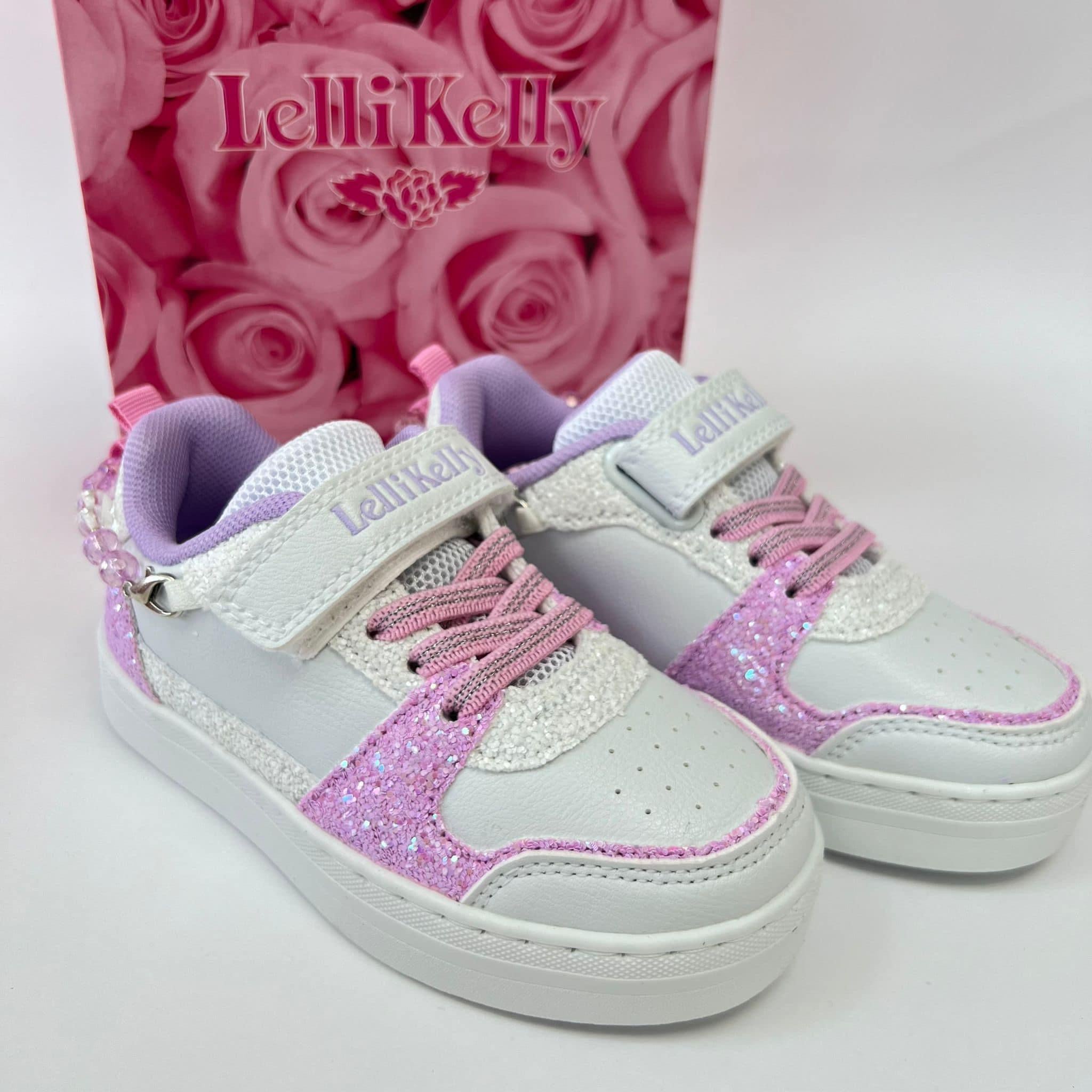 Lelli Kelly GIOIELLO White & Purple Glitter Bead Trainers