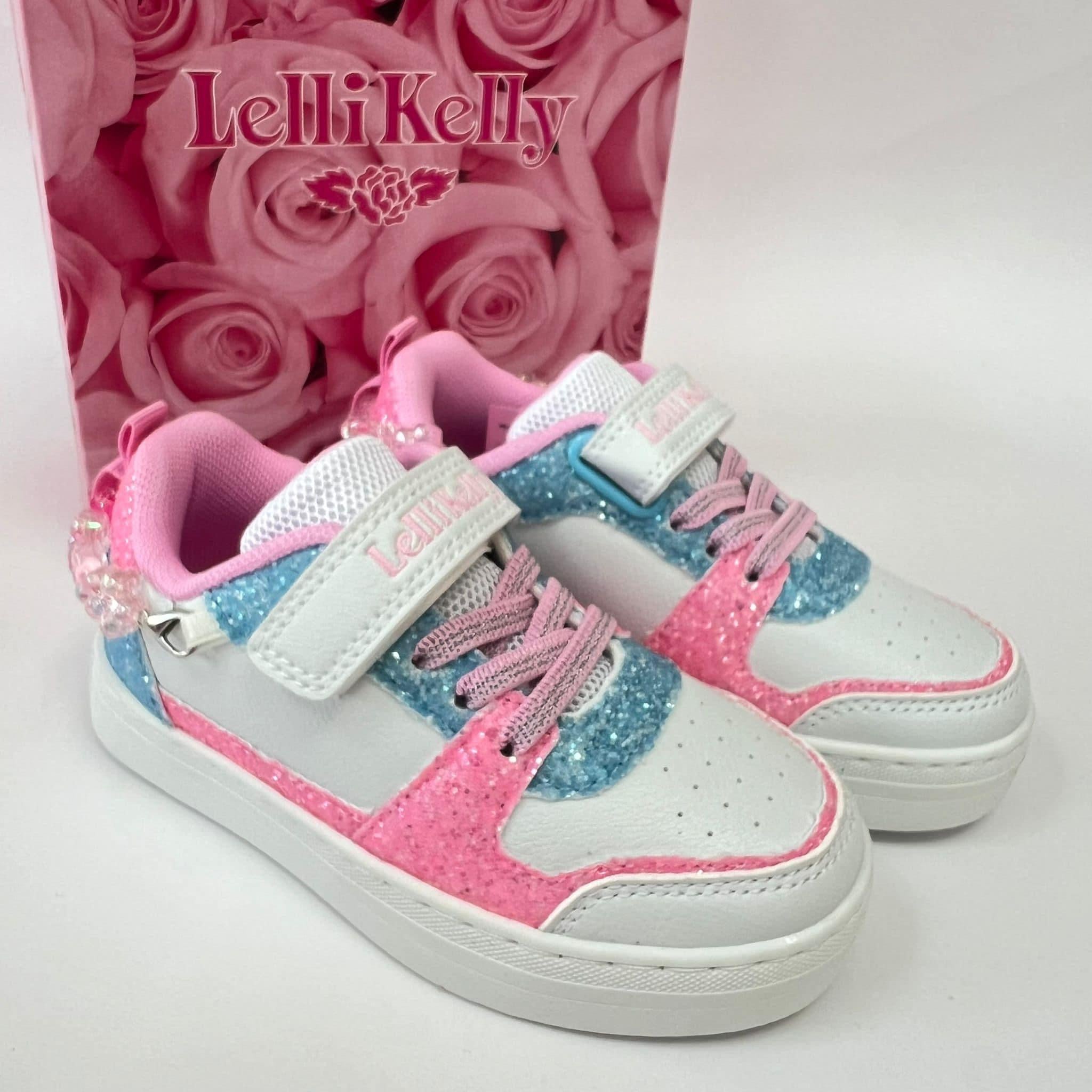 Lelli Kelly GIOIELLO White Blue & Pink Glitter Bead Trainers