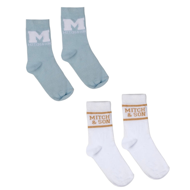 SS24 Mitch & Son TAMIR Pale Blue & Bright White 2 Pack of Socks