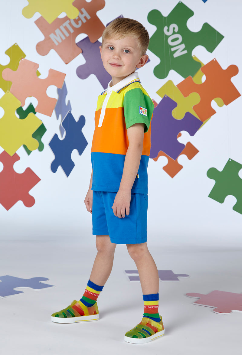 Mitch & Son VITO Multicoloured Colour Block Polo Short Set