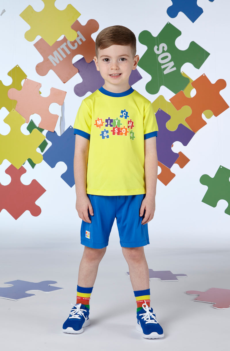 Mitch & Son VINCE Bright Yellow Jigsaw Artwork Short Set