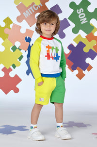 Mitch & Son VALENTINO Bright Yellow Colour Block Sweatshirt Short Set