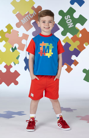 SS24 Mitch & Son VERNON Bright Red Large Jigsaw Short Set