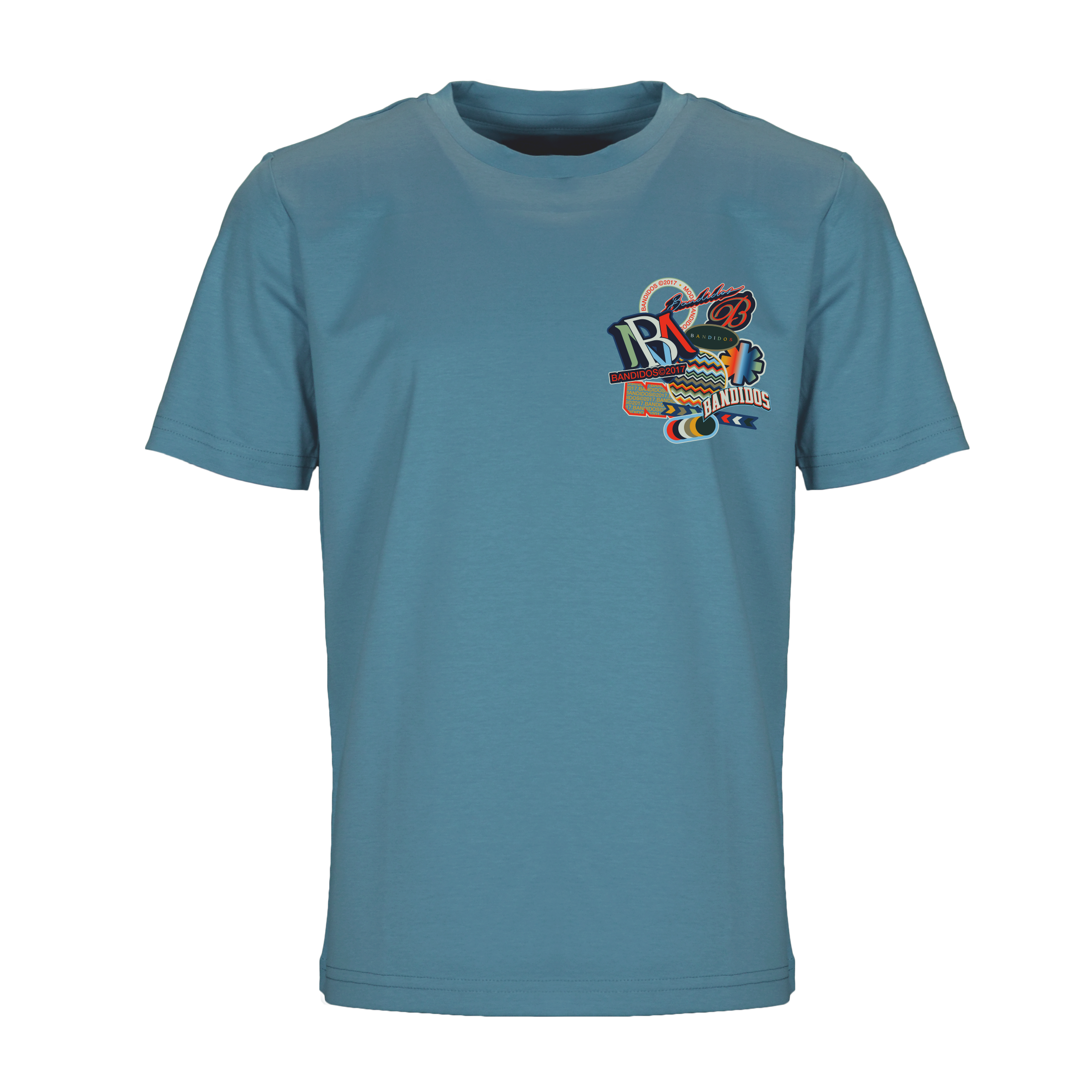 SS25 Moda Bandidos Teal Stickers T-Shirt