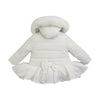 AW23 Little A ELSA Snow White Faux Fur Trimmed Padded Bow Frill Jacket / Coat
