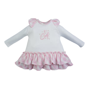 AW23 Little A EMILY Snow White & Pink Logo Jersey Frill Dress