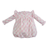 AW23 Little A EVIE Baby Pink & White Bow Check Frill Romper