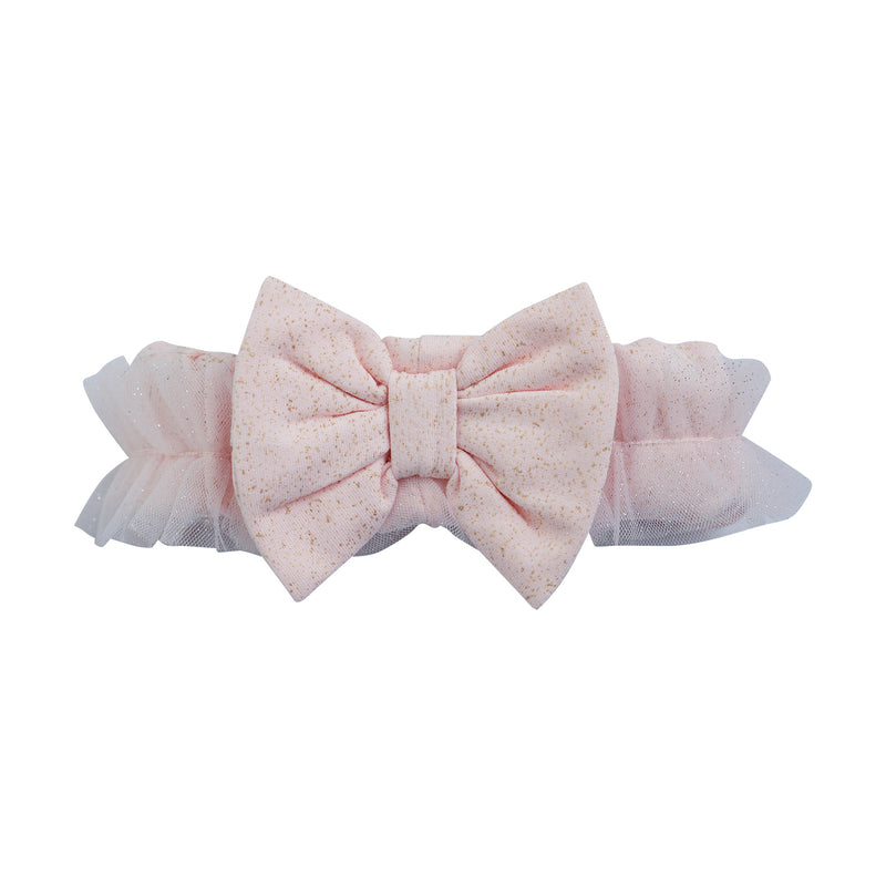 AW23 Little A EDEN Baby Pink Lurex Bow Headband
