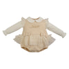 AW23 Little A FLORA Light Gold & White Lurex Tulle Bow Romper