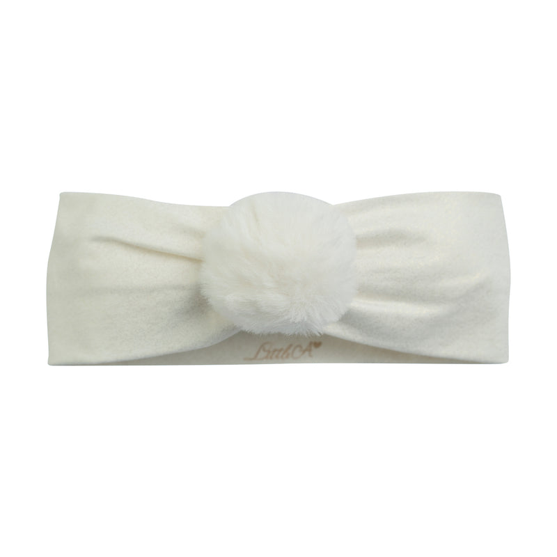 AW23 Little A FENIX Snow White & Gold Faux Fur Pom Pom Headband