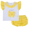 Little A JAZZY Lemon Cake Bow Frill Jam Pant Set