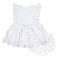 Little A JUNIPER Bright White Broderie Anglaise Dress & Knickers Set
