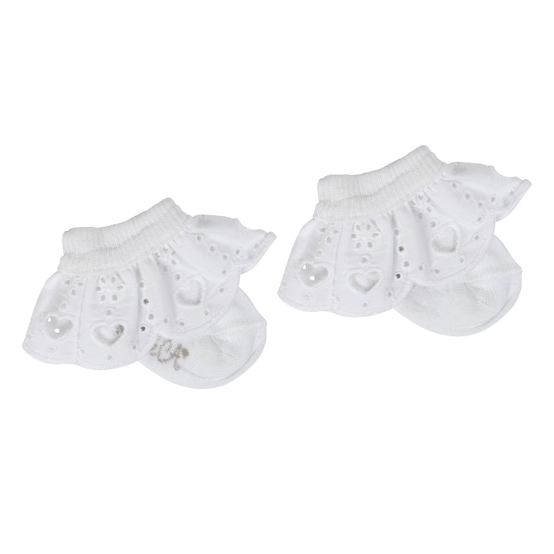 SS24 Little A JO Bright White Broderie Anglaise Ankle Socks
