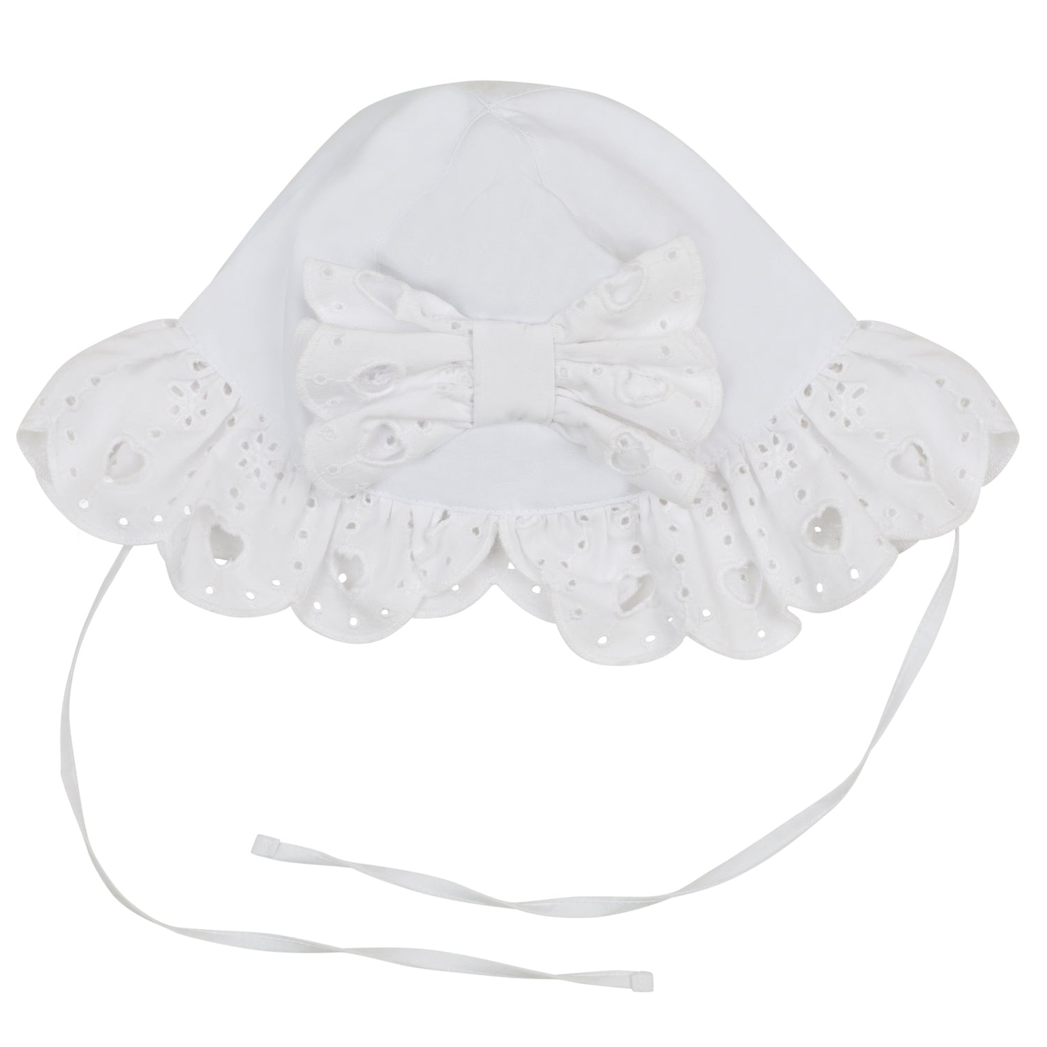 Little A JEN Bright White Broderie Anglaise Bow Sunhat