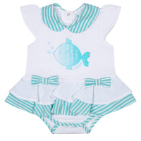 Little A KIRSTY Bright White Striped Fish Romper