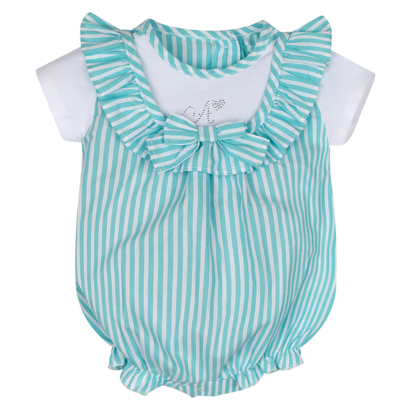 SS24 Little A KENDAL Aruba Blue Striped Romper