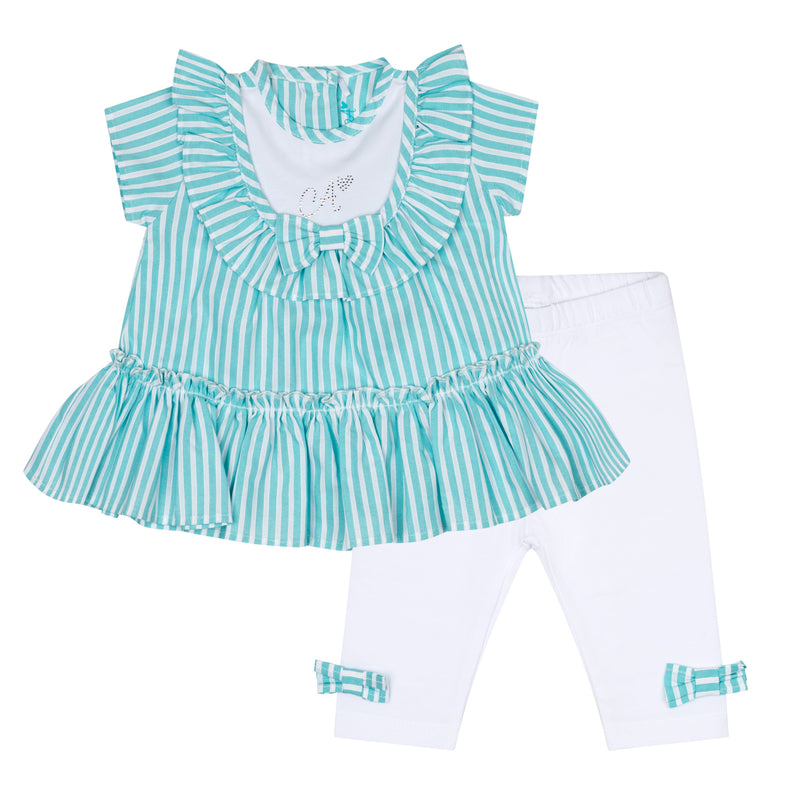 SS24 Little A KRISTIE Aruba Blue Striped Legging Set