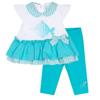 Little A KYLE Bright White Fish Legging Set