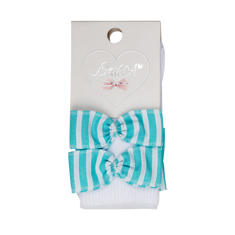 Little A KARLY Bright White Striped Frill Knee High Socks