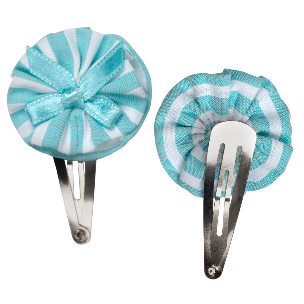 SS24 Little A KARIS Aruba Blue Striped Hair Clips