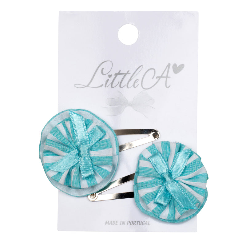 Little A KARIS Aruba Blue Striped Hair Clips