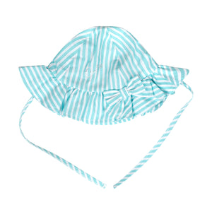 SS24 Little A KANDY Aruba Blue Striped Bow Sunhat