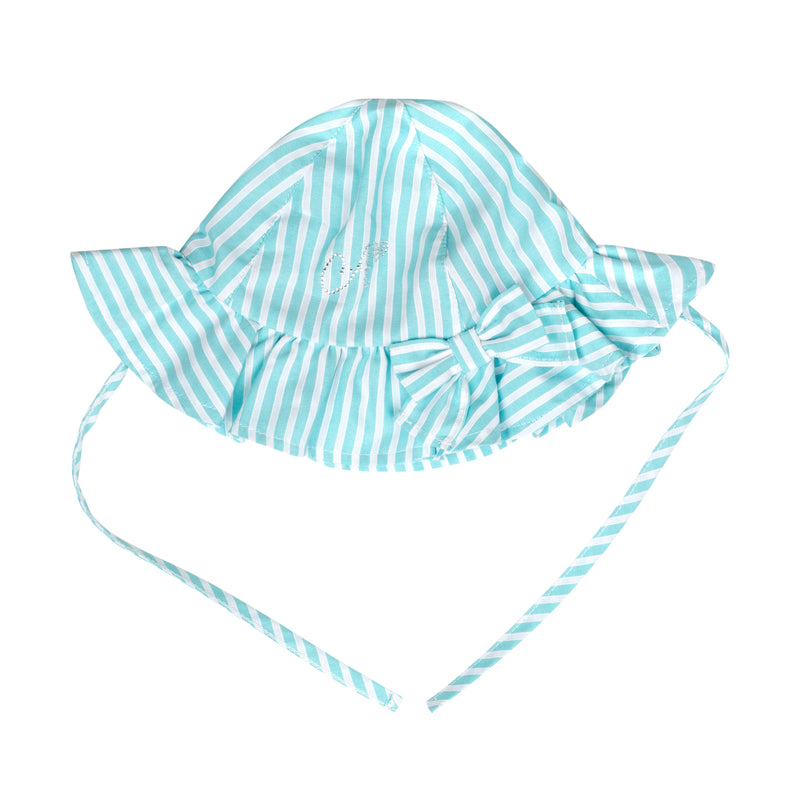 SS24 Little A KANDY Aruba Blue Striped Bow Sunhat