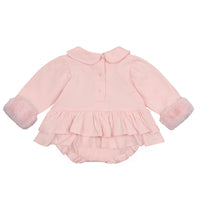 Little A GIA Baby Pink Faux Fur Bear Romper