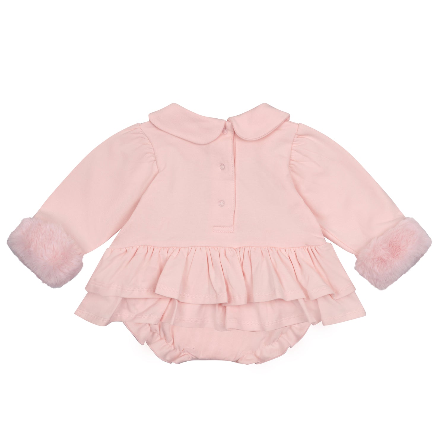 Little A GIA Baby Pink Faux Fur Bear Romper