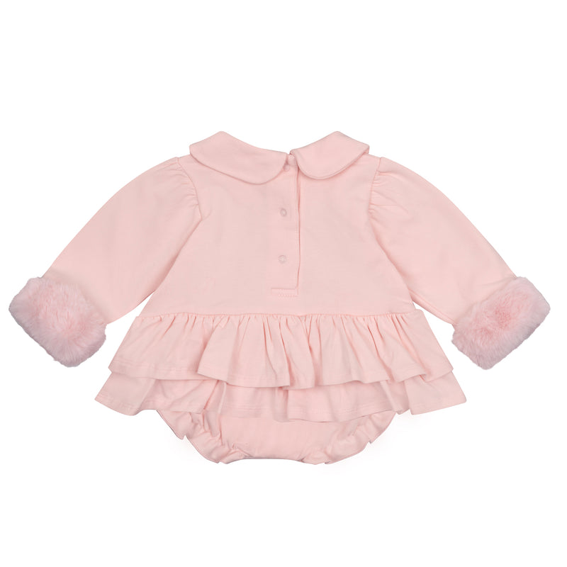 Little A GIA Baby Pink Faux Fur Bear Romper