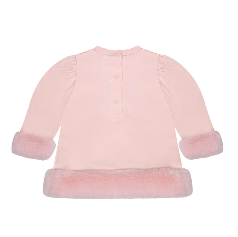Little A GOLDIE Baby Pink Faux Fur Bear Dress