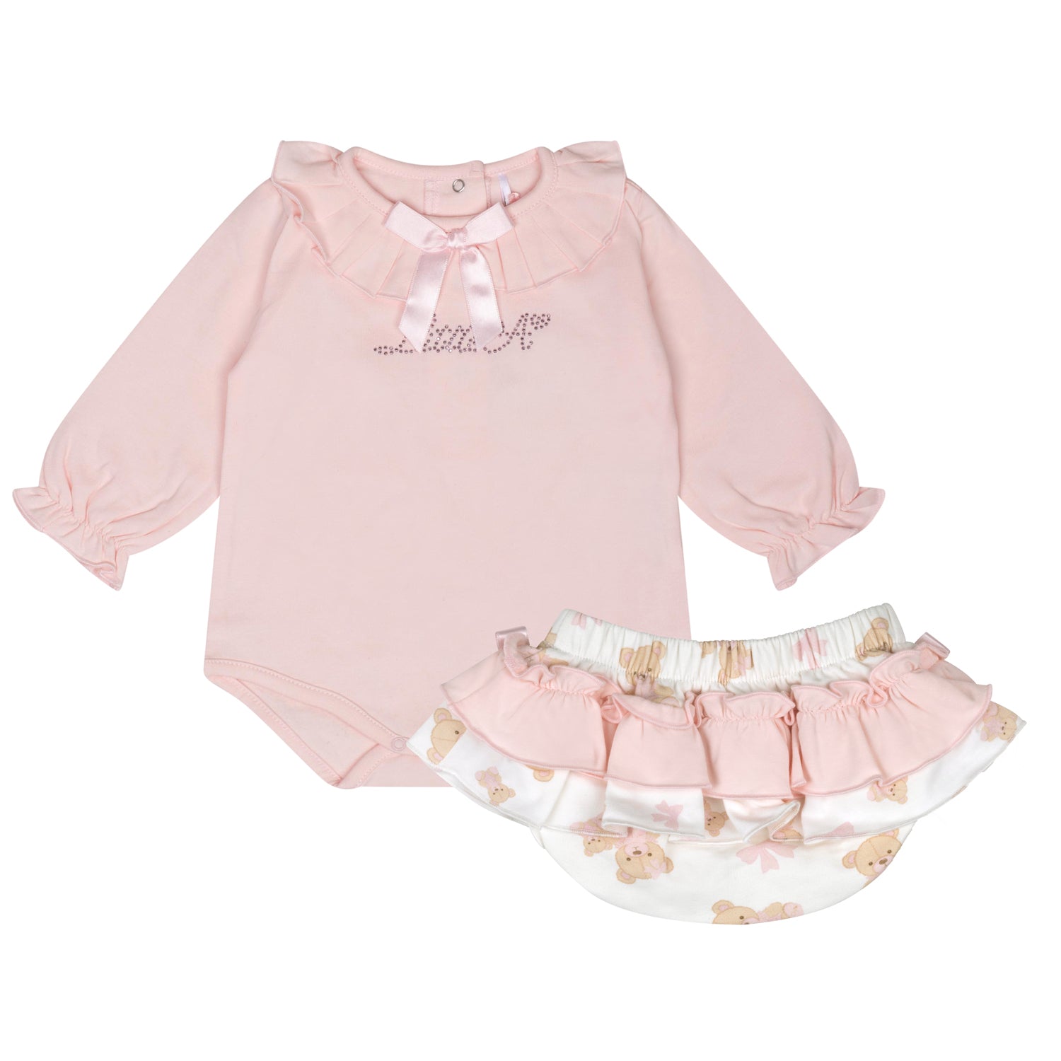 Little A GWEN Baby Pink Bear Print Jam Pant Set