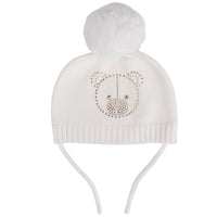 Little A GLYNNE Snow White Bear Knitted Pom Pom Hat