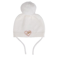 Little A GLYNNE Snow White Bear Knitted Pom Pom Hat
