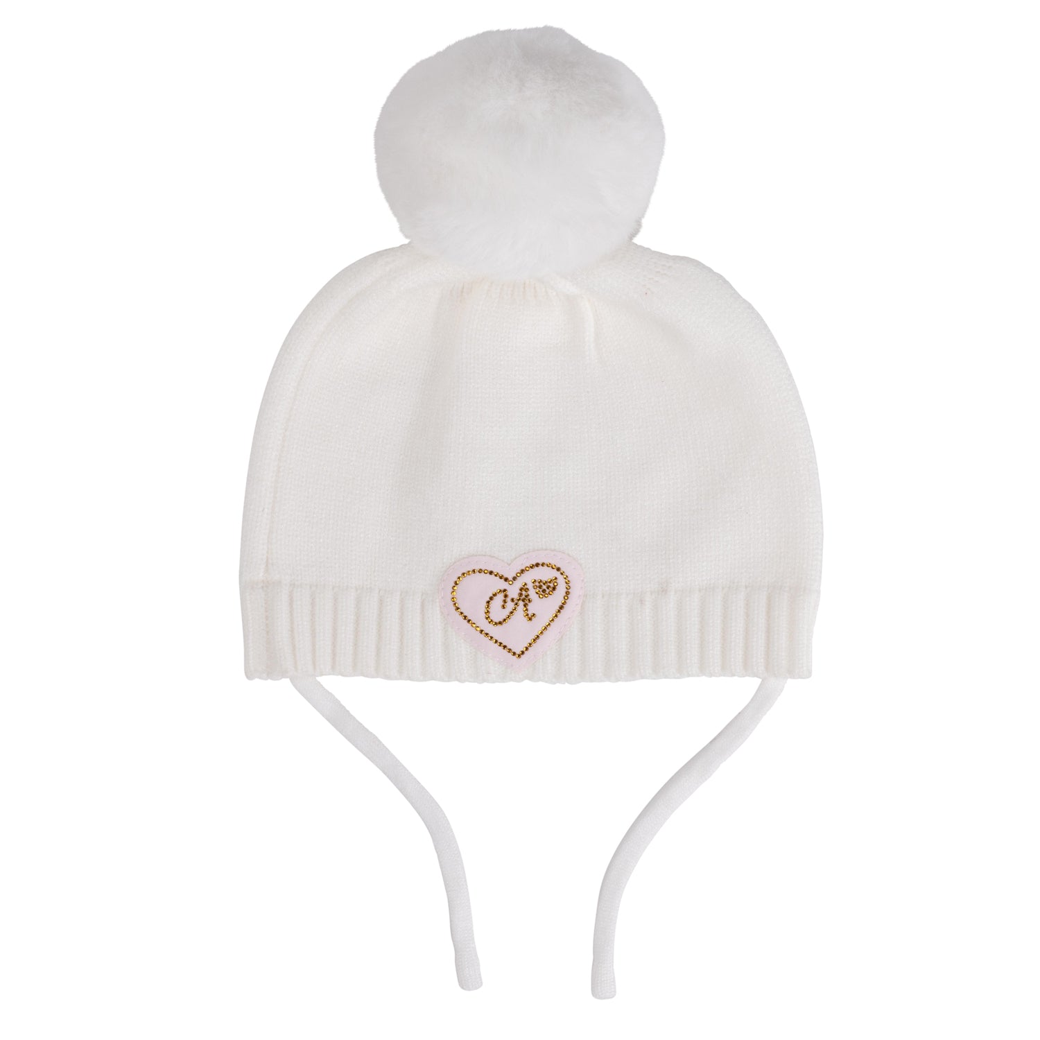 Little A GLYNNE Snow White Bear Knitted Pom Pom Hat