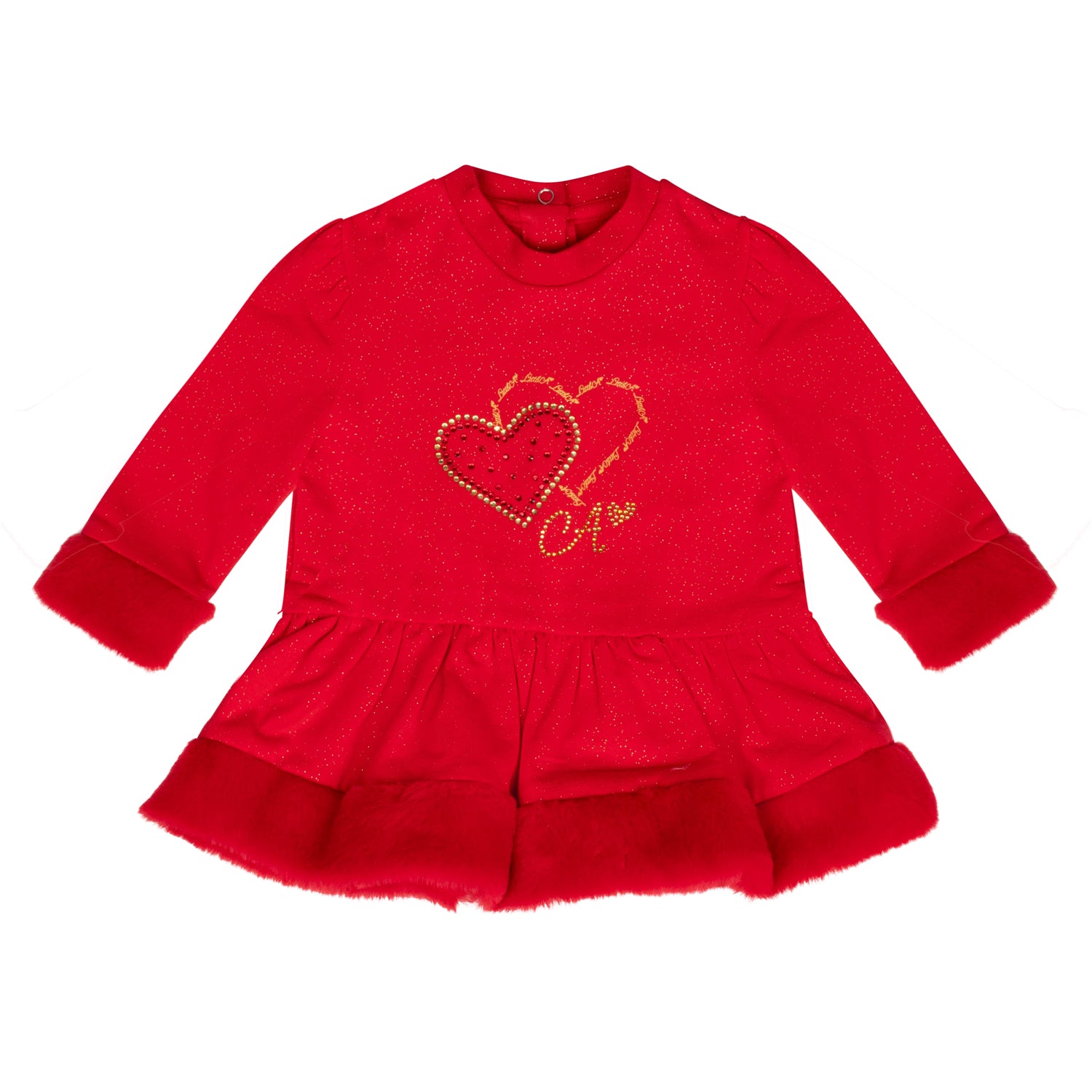Little A HARMONY Red Heart Faux Fur Dress