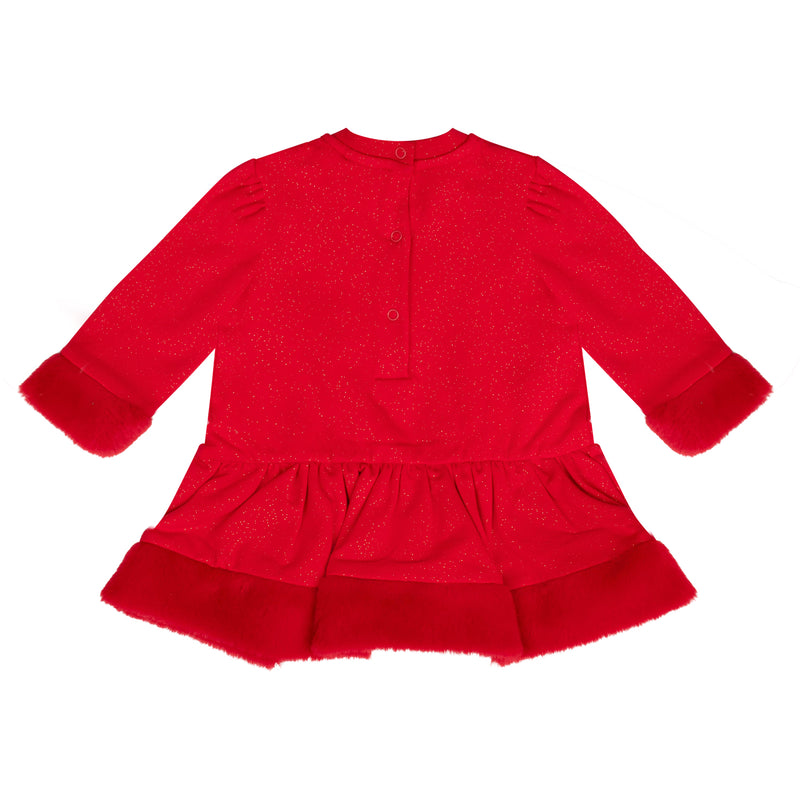 Little A HARMONY Red Heart Faux Fur Dress